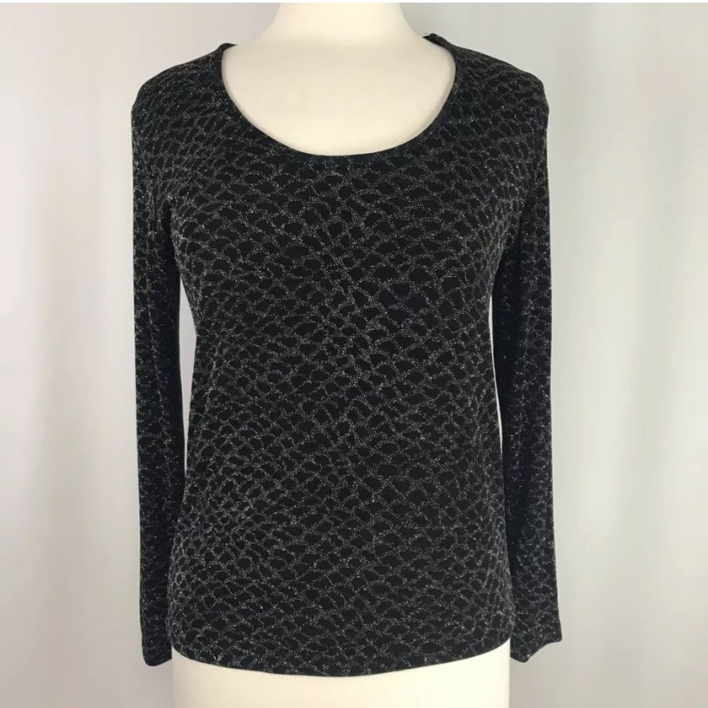 Vtg Western Connection Black Sweater Gold Metallic